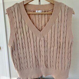 Elesol Cable Knit Sweater Vest Beige M